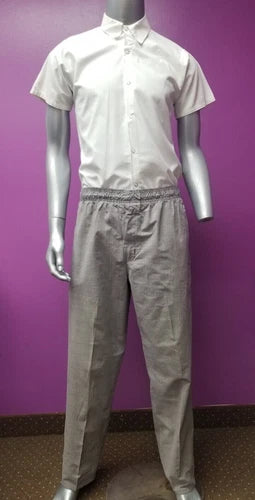 Pre-Owned Gray Plaid Draw-String & Zipper Chef Pants XS-3X organized by length